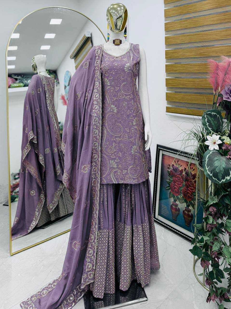 YNF Wholesale Chinon Silk Sharara Salwar Suits KESH158 10013 | Surat Manufacturer