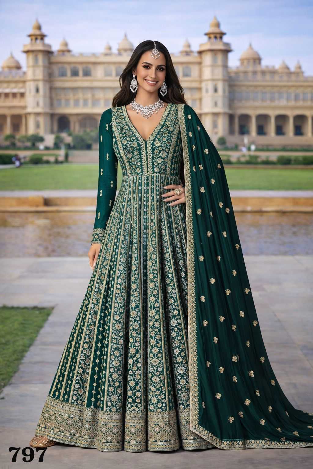 YNF Wholesale Chinon Silk Bollywood Style Gowns KESH481 MRUDANGI ZARA 795 | Surat Manufacturer