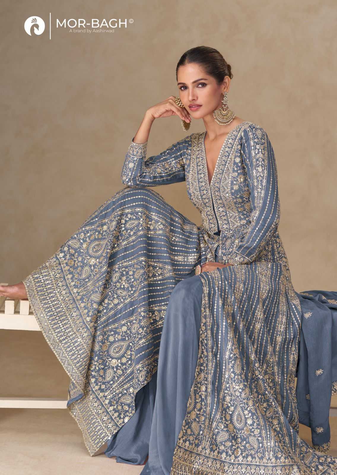 YNF Wholesale Chinon Silk Bollywood Style Gowns KESH587 AASHIRWAD JANKI | Surat Manufacturer