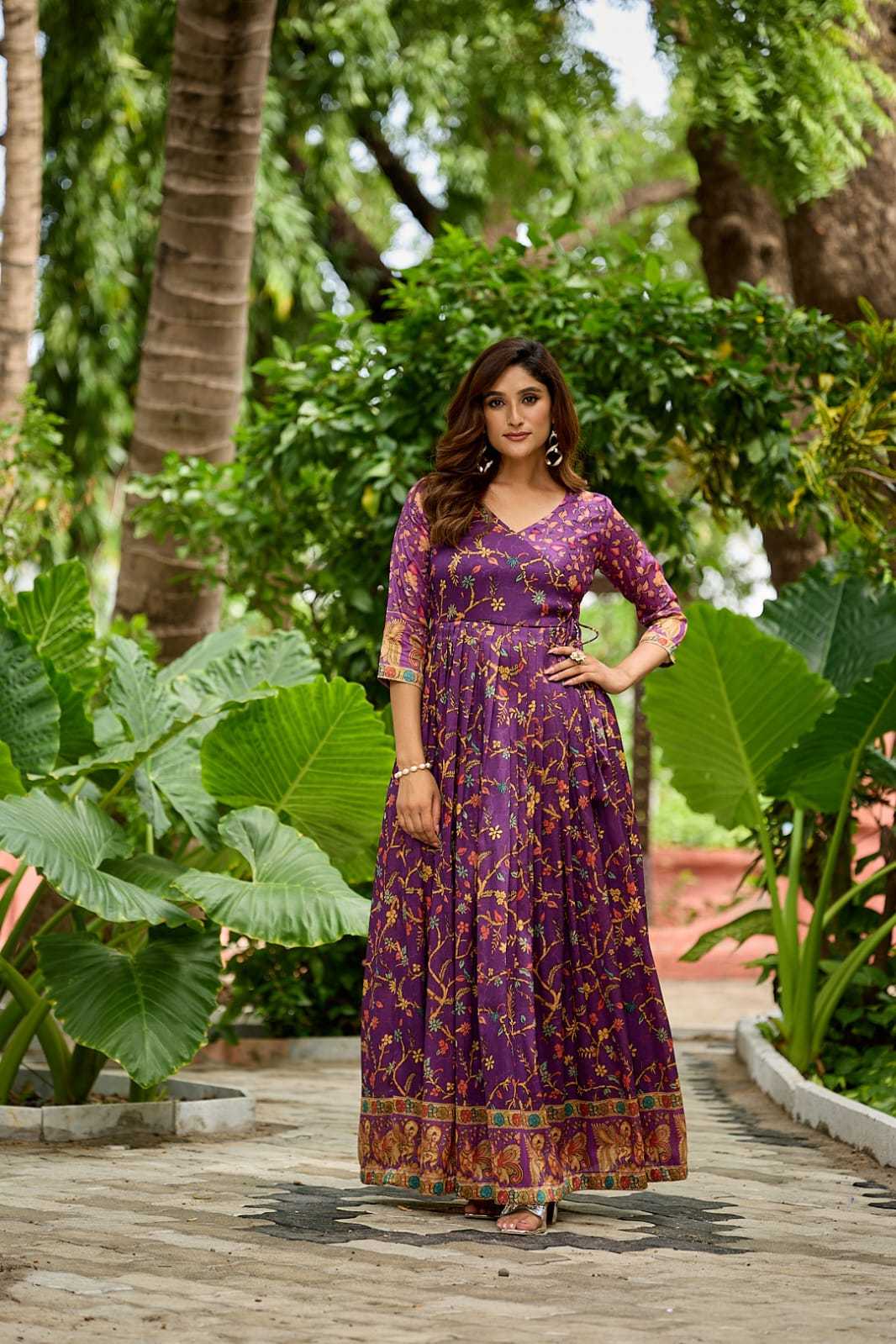 YNF Wholesale Crepe Silk Fancy Gowns KESH249 angarkha gown | Surat Manufacturer