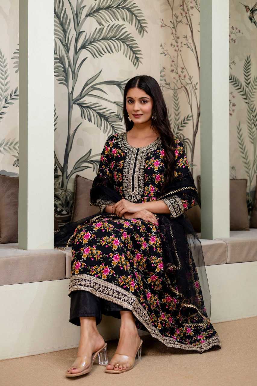 YNF Wholesale Crepe Silk Embroidered Dresses KESH642 JANIKA | Surat Manufacturer