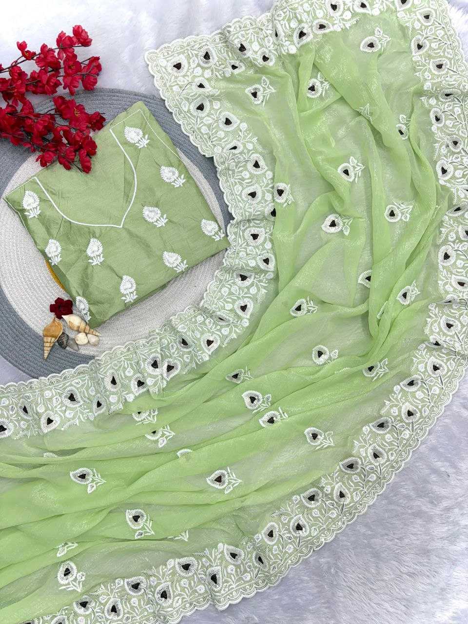 YNF Wholesale Crunchi Chiffon Sarees RIN230 655 | Surat Manufacturer