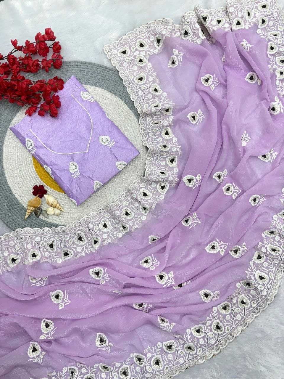 YNF Wholesale Crunchi Chiffon Sarees RIN230 655 | Surat Manufacturer