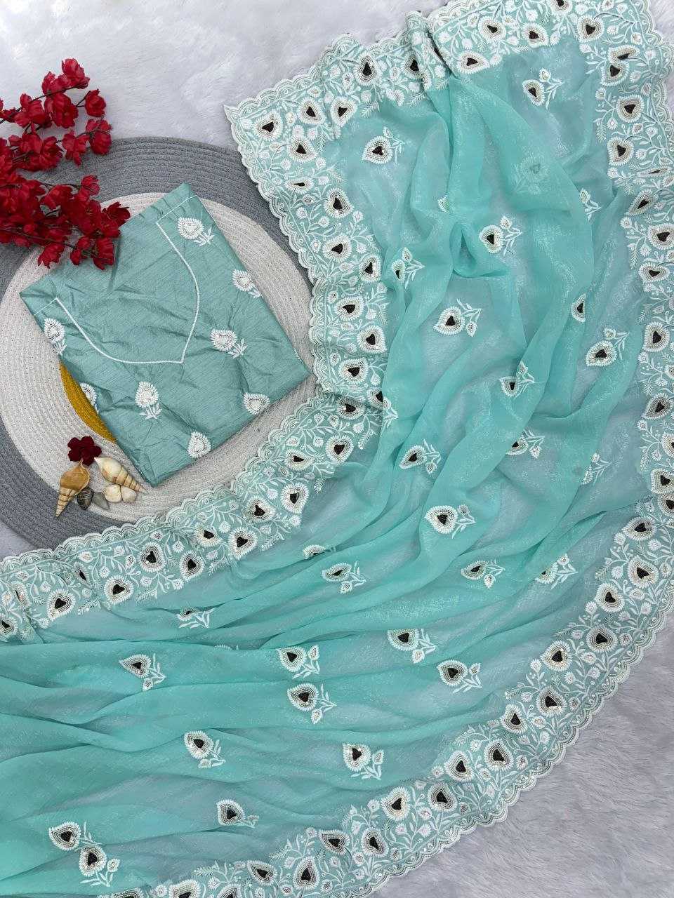 YNF Wholesale Crunchi Chiffon Sarees RIN230 655 | Surat Manufacturer