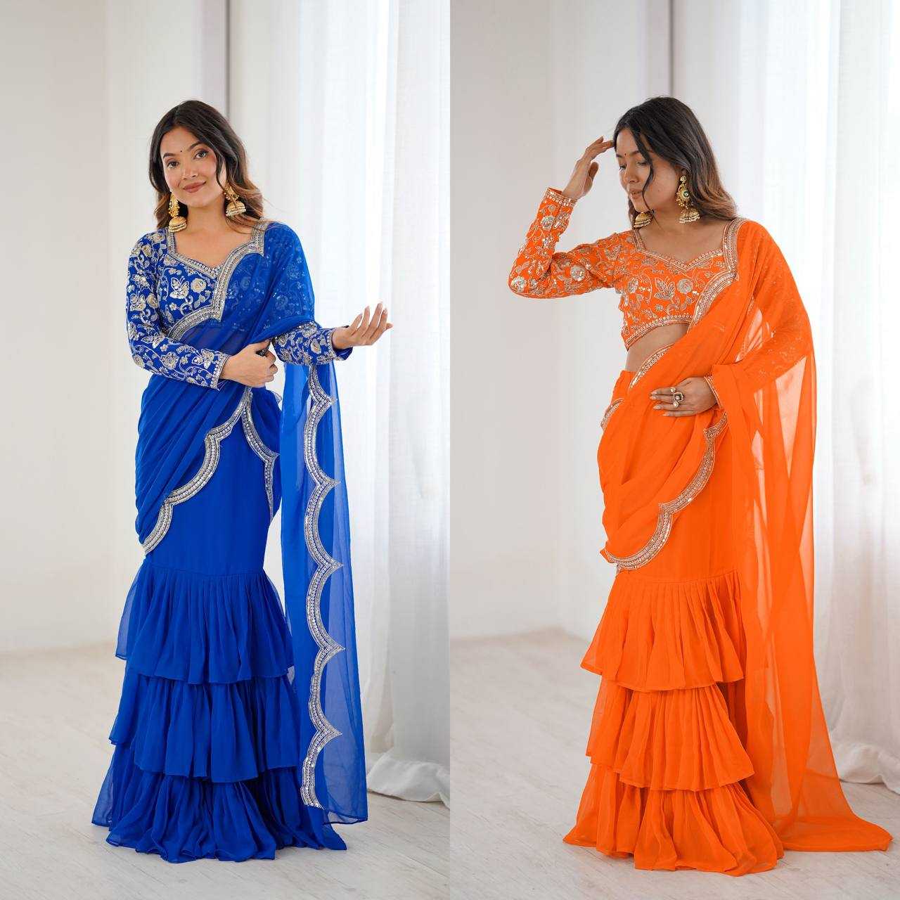 YNF Wholesale Faux Georgette Party Wear Sarees RIN133 58 | Surat Manufacturer