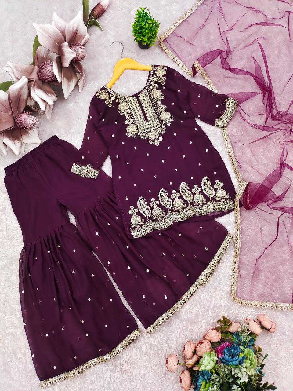 YNF Wholesale Faux Georgette Kids Top & Pant RIN235 Siqwons | Surat Manufacturer