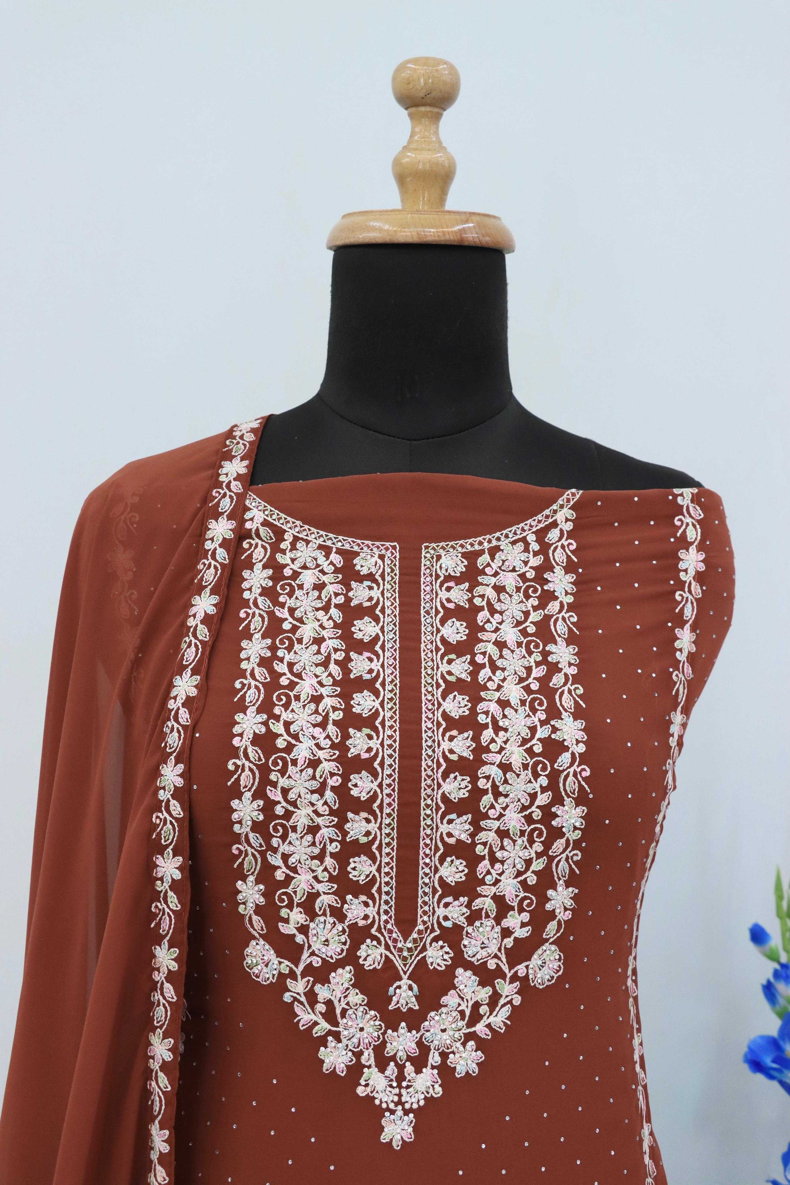 YNF Wholesale Faux Georgette Embroidery Suits RIN236 TAWAKKAL 1304 | Surat Manufacturer