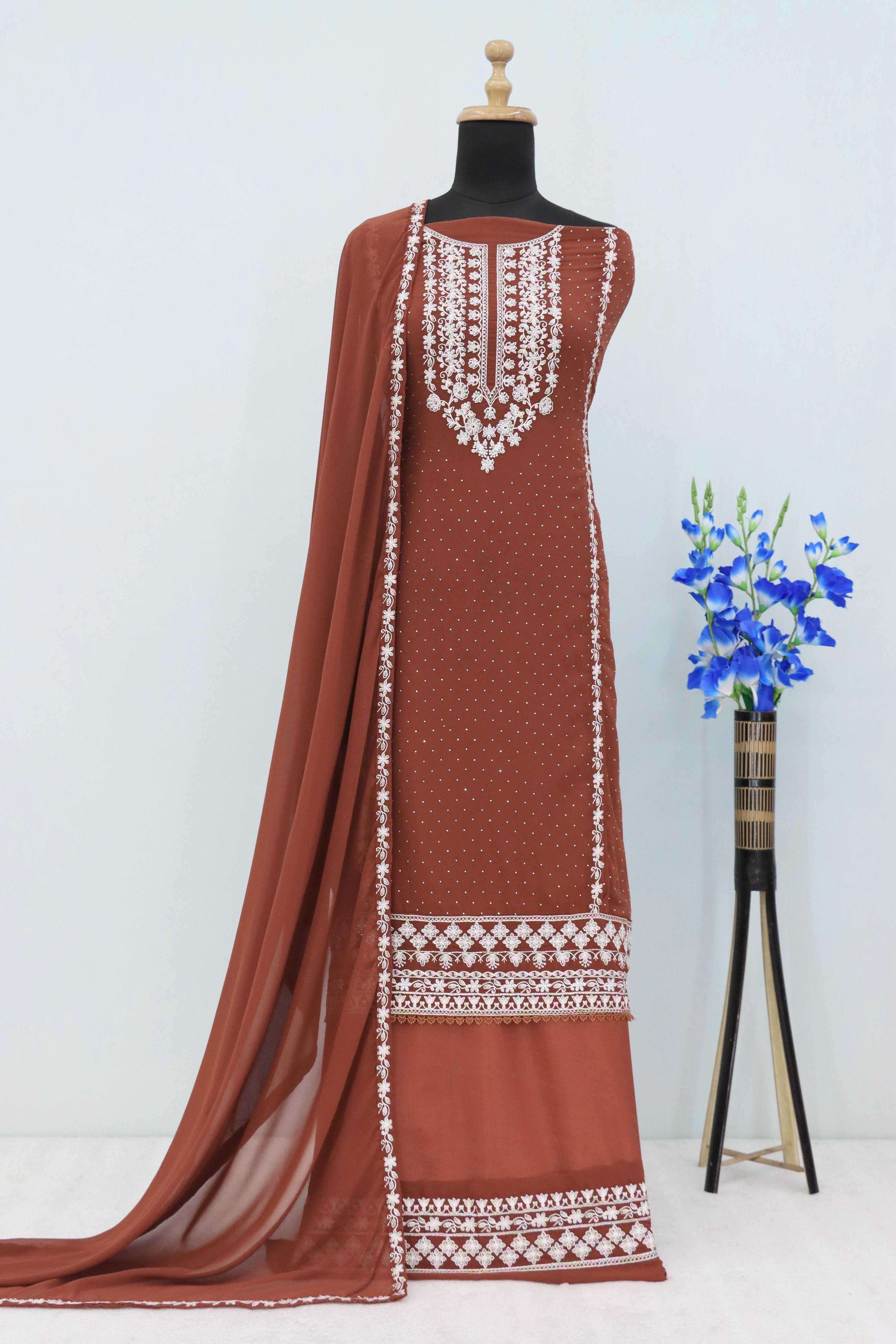 YNF Wholesale Faux Georgette Embroidery Suits RIN236 TAWAKKAL 1304 | Surat Manufacturer