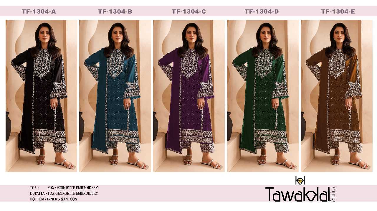 YNF Wholesale Faux Georgette Embroidery Suits RIN236 TAWAKKAL 1304 | Surat Manufacturer