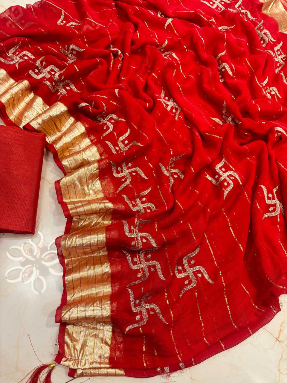 YNF Wholesale Georgette Zari Border Sarees KESH503 shakiya 3 | Surat Manufacturer
