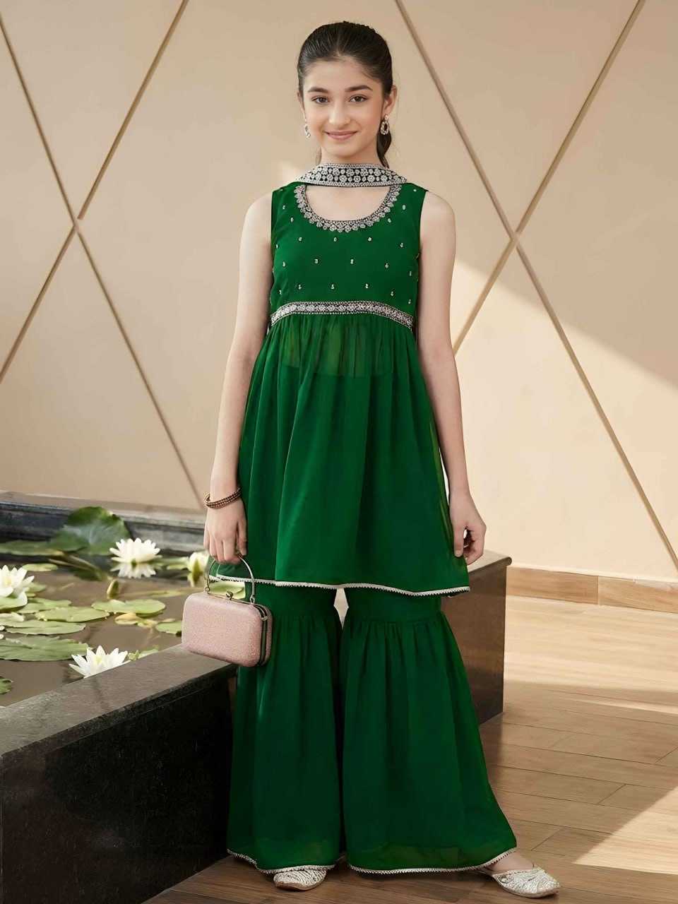 YNF Wholesale Georgette Kids Sharara KESH642 079 | Surat Manufacturer