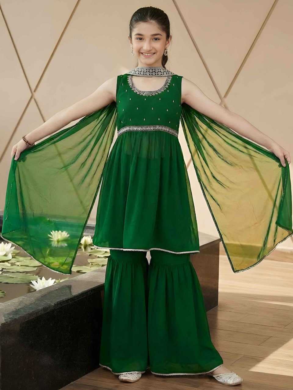 YNF Wholesale Georgette Kids Sharara KESH642 079 | Surat Manufacturer