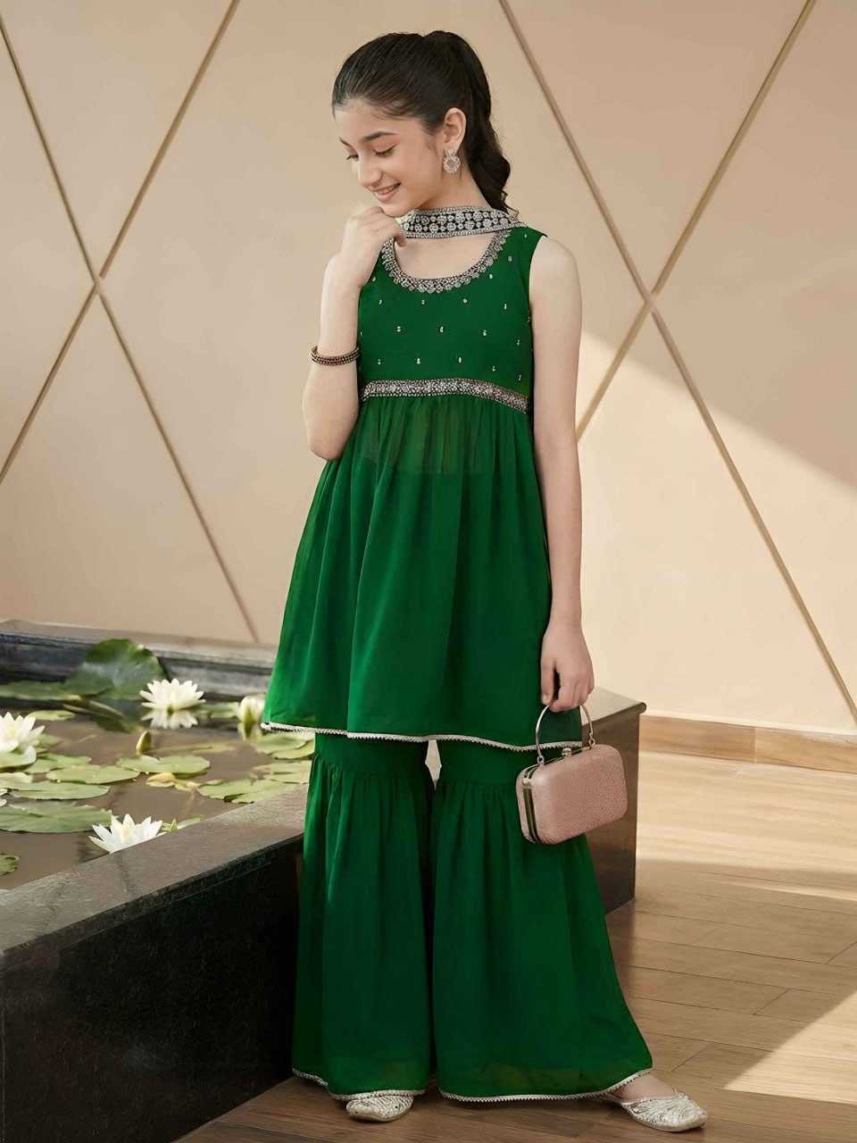 YNF Wholesale Georgette Kids Sharara KESH642 079 | Surat Manufacturer