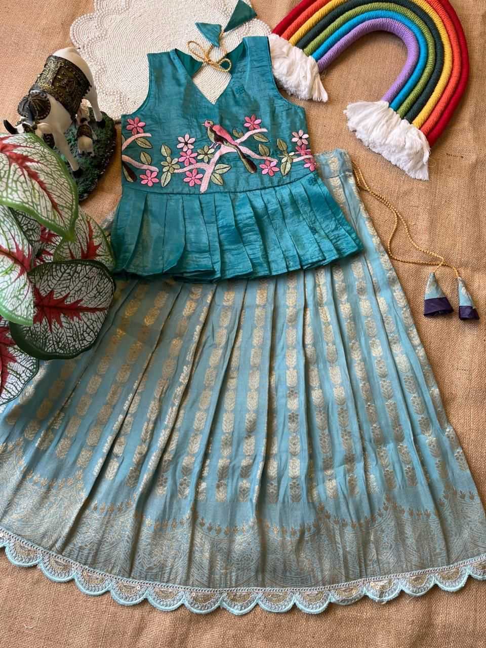YNF Wholesale Georgette Kids Lehenga RIN235 Gold crush | Surat Manufacturer
