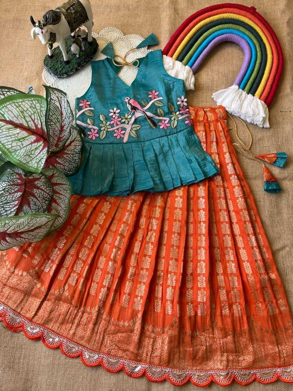 YNF Wholesale Georgette Kids Lehenga RIN235 Gold crush | Surat Manufacturer