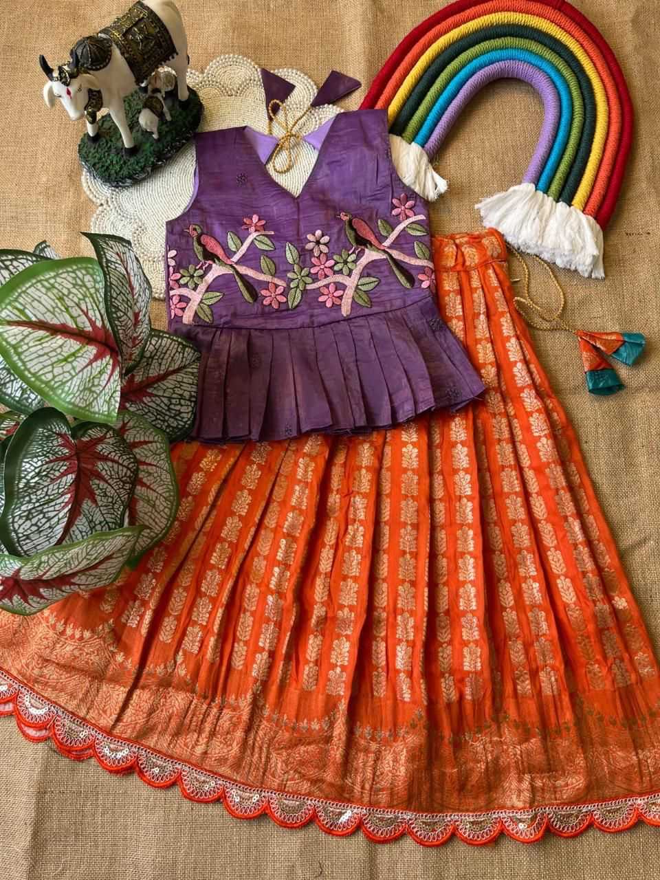 YNF Wholesale Georgette Kids Lehenga RIN235 Gold crush | Surat Manufacturer