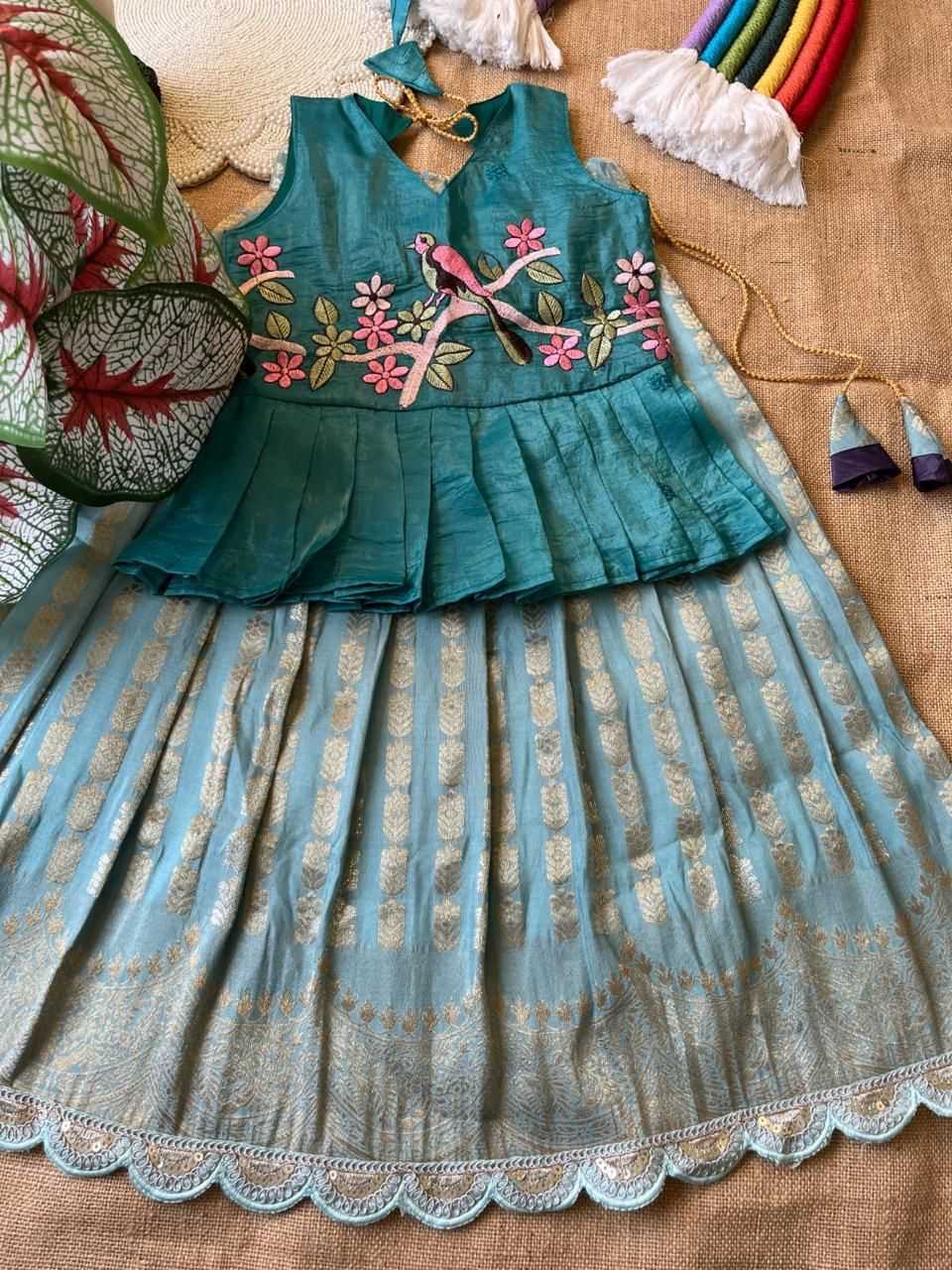 YNF Wholesale Georgette Kids Lehenga RIN235 Gold crush | Surat Manufacturer