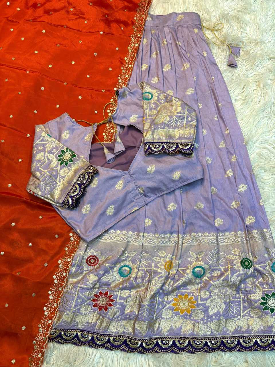 YNF Wholesale Jacquard Designer Lehenga RIN195 Floral Dola | Surat Manufacturer