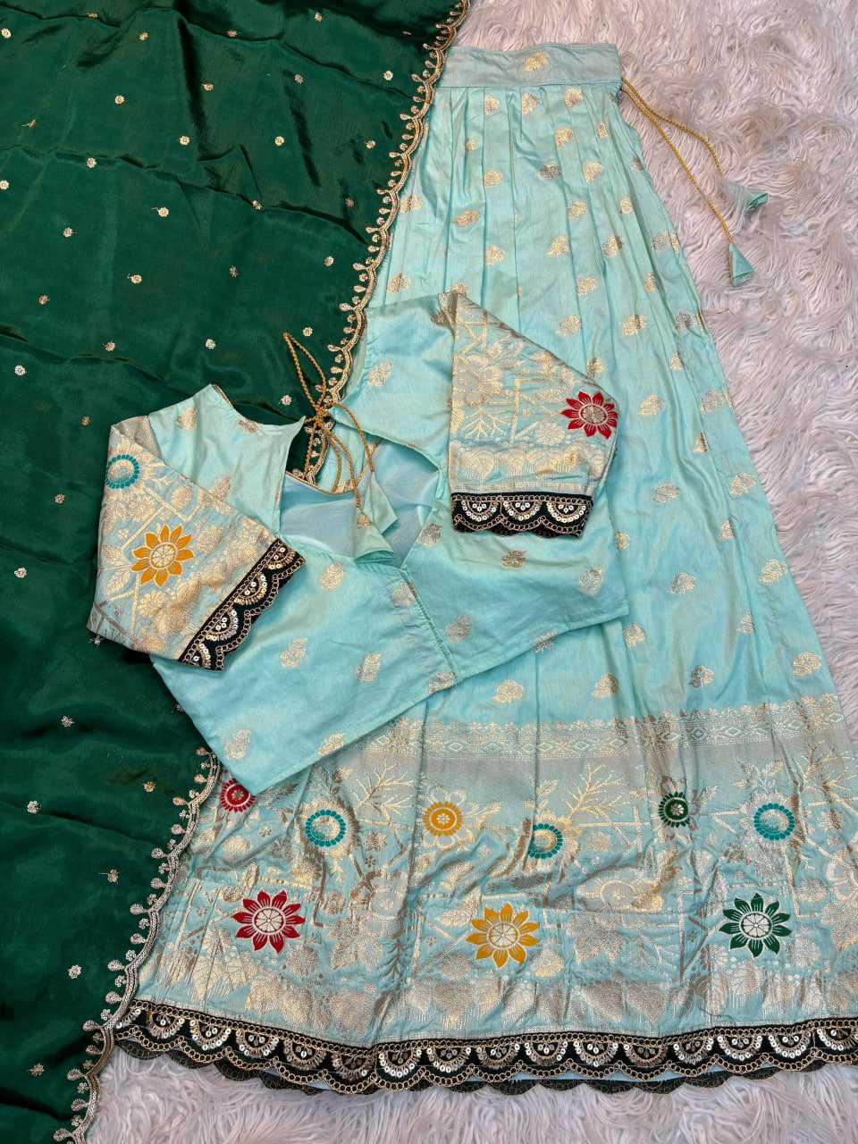 YNF Wholesale Jacquard Designer Lehenga RIN195 Floral Dola | Surat Manufacturer