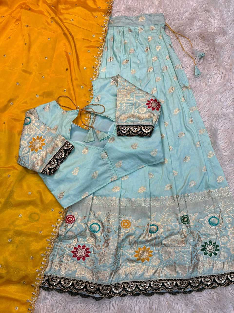 YNF Wholesale Jacquard Designer Lehenga RIN195 Floral Dola | Surat Manufacturer