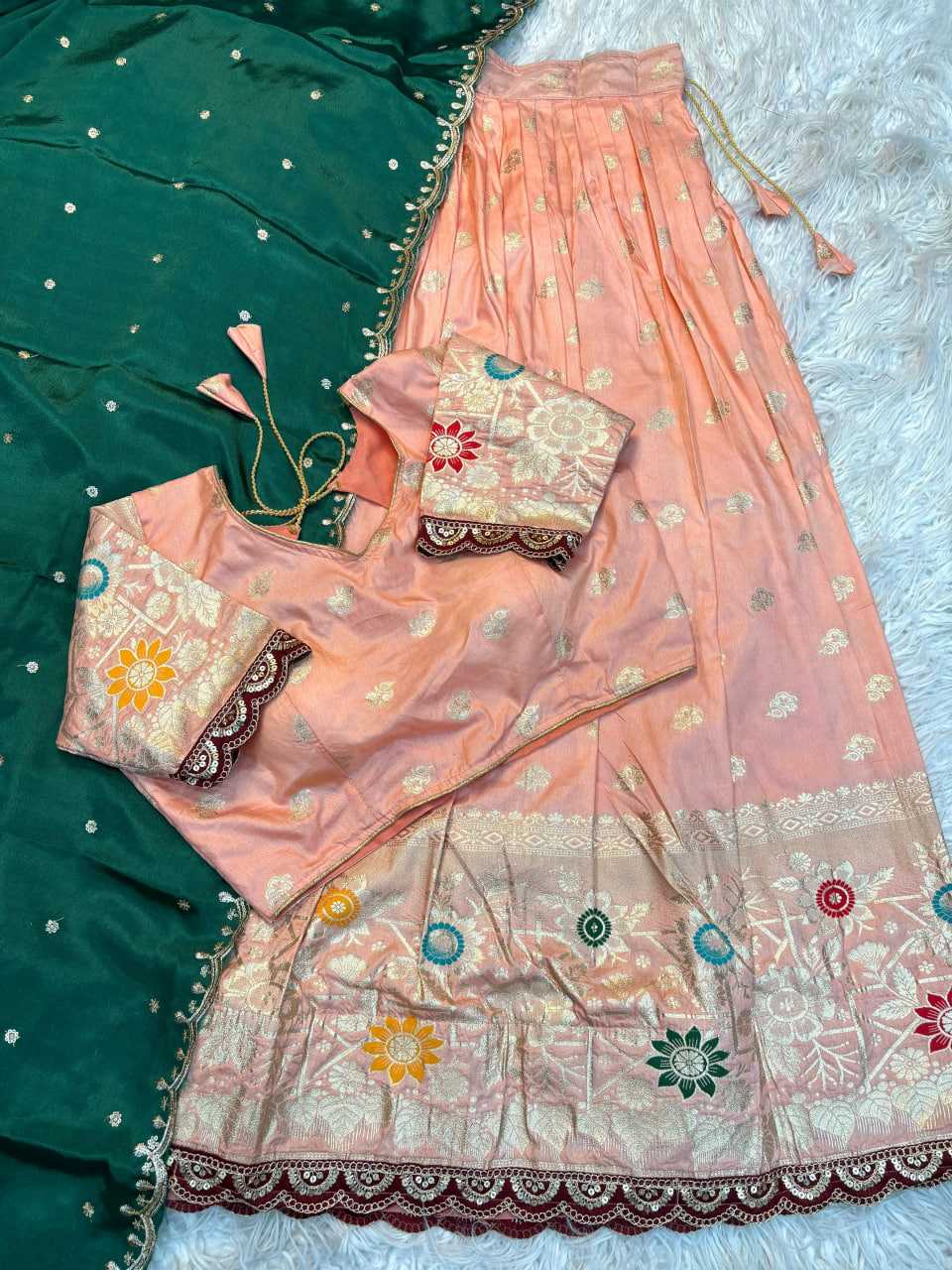 YNF Wholesale Jacquard Designer Lehenga RIN195 Floral Dola | Surat Manufacturer