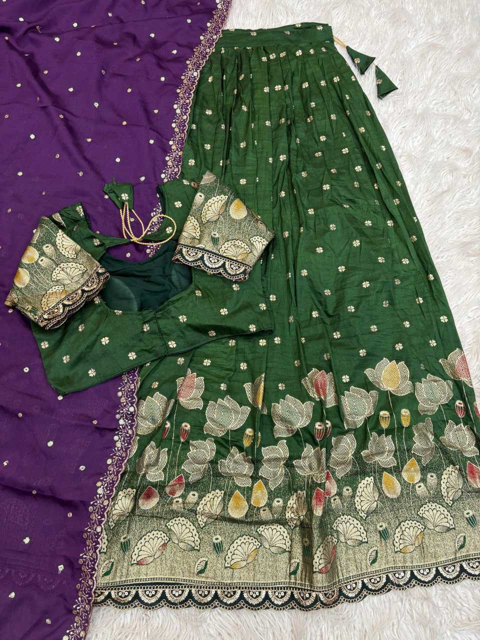 YNF Wholesale Jacquard Fancy Lehenga RIN195 Lotus | Surat Manufacturer