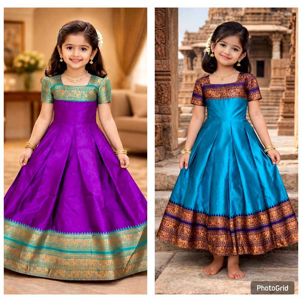 YNF Wholesale Lichi Silk Kids Gown KESH642 065 | Surat Manufacturer