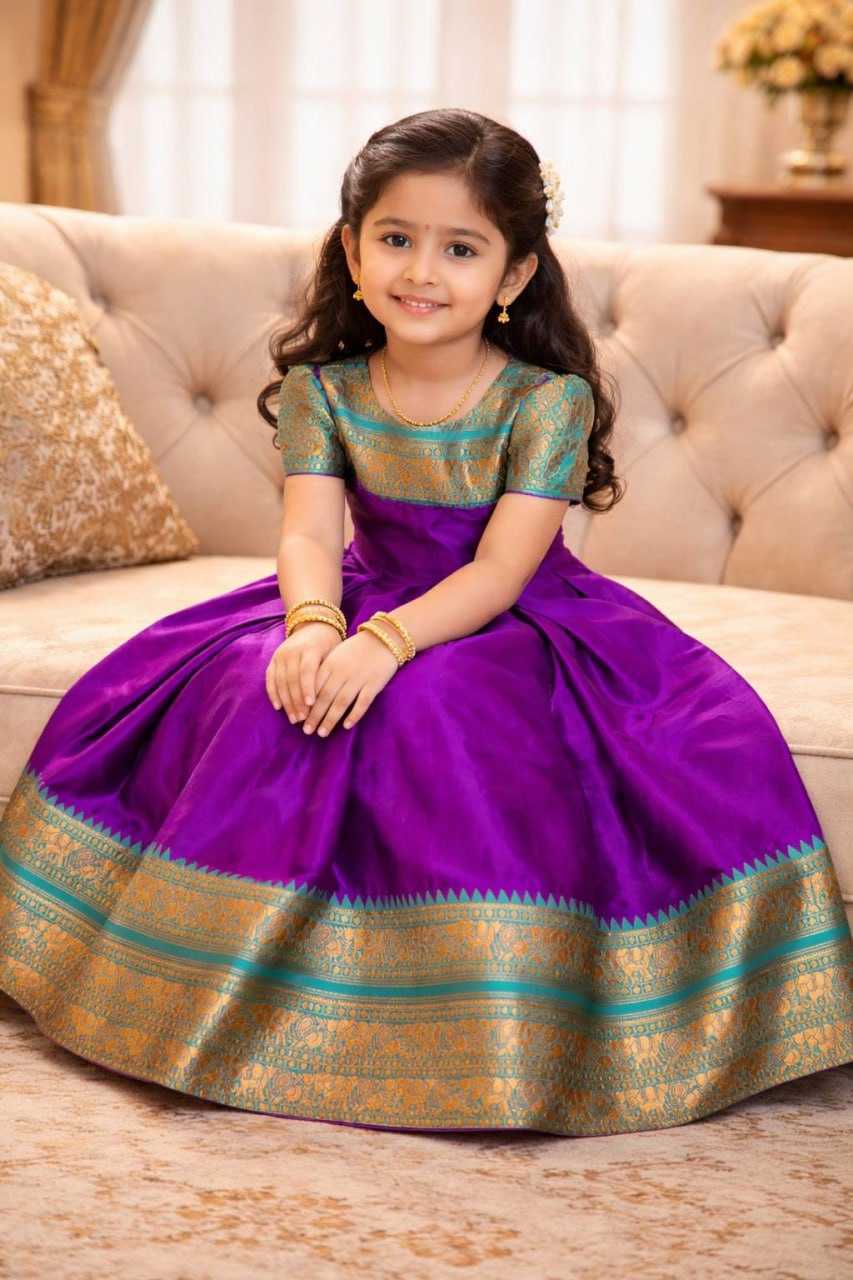 YNF Wholesale Lichi Silk Kids Gown KESH642 065 | Surat Manufacturer