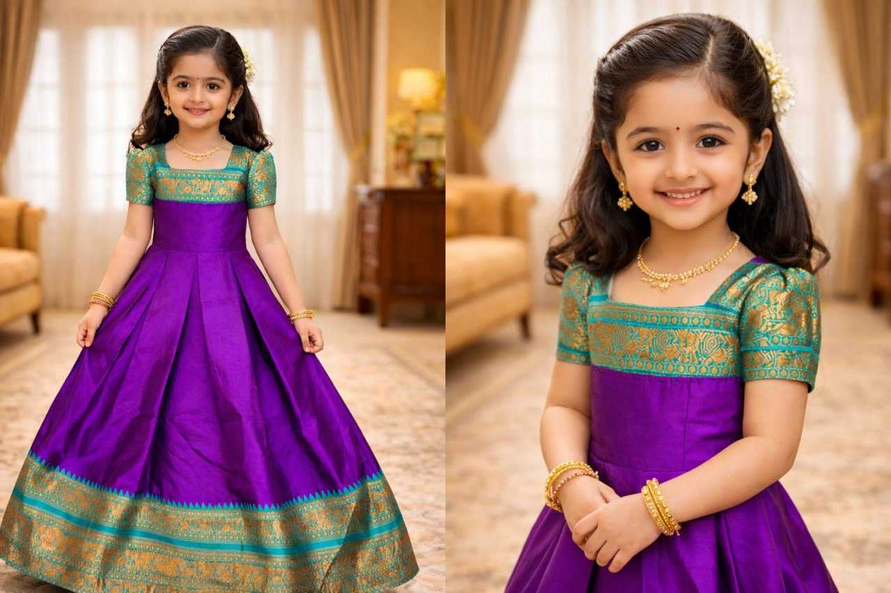 YNF Wholesale Lichi Silk Kids Gown KESH642 065 | Surat Manufacturer
