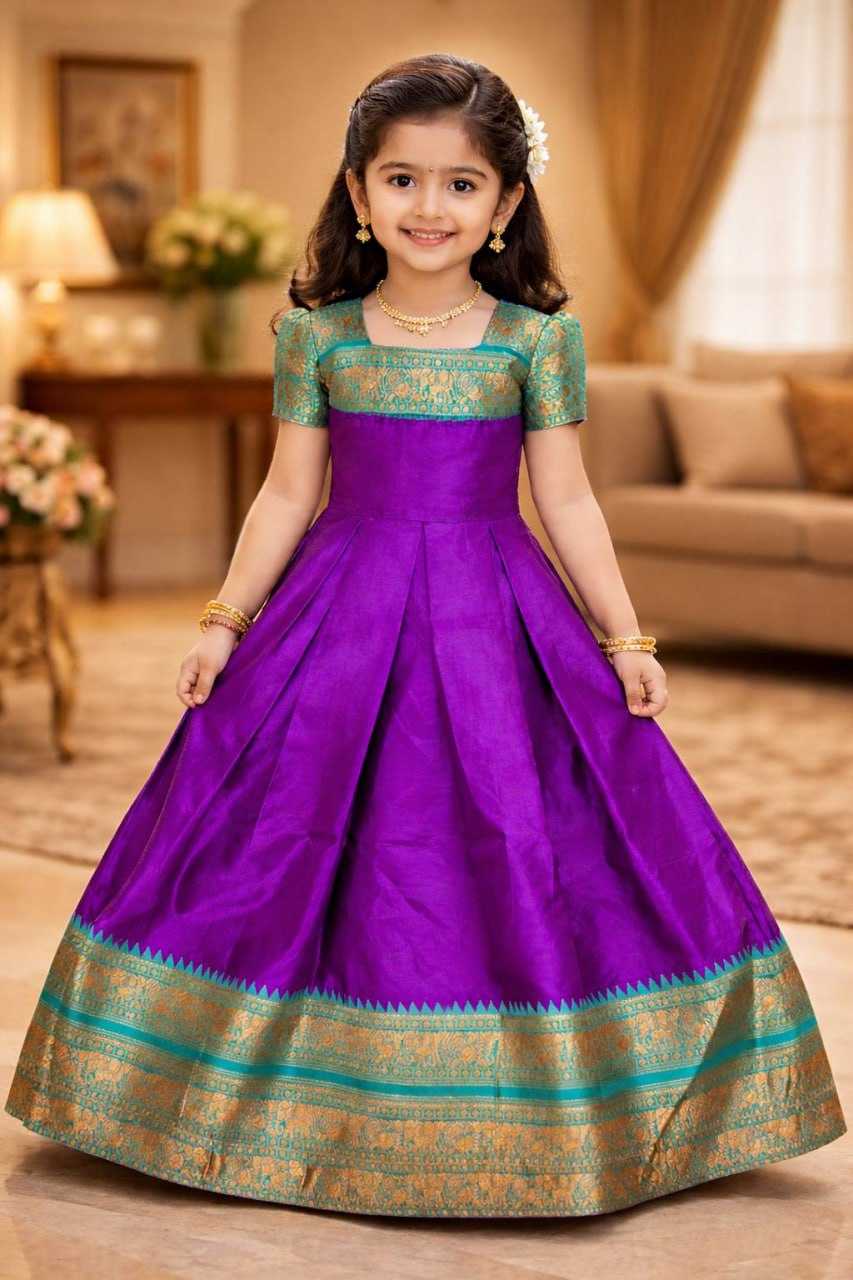 YNF Wholesale Lichi Silk Kids Gown KESH642 065 | Surat Manufacturer