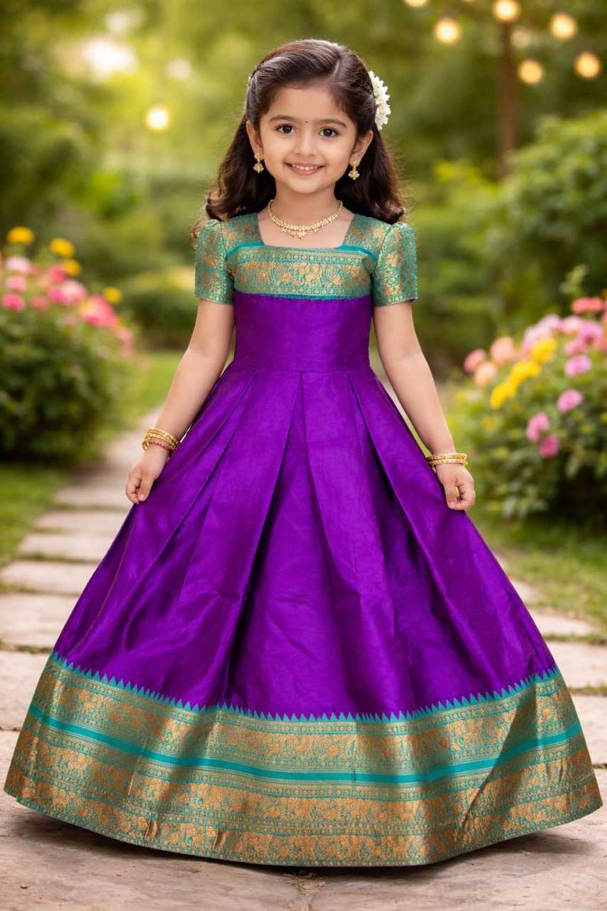 YNF Wholesale Lichi Silk Kids Gown KESH642 065 | Surat Manufacturer