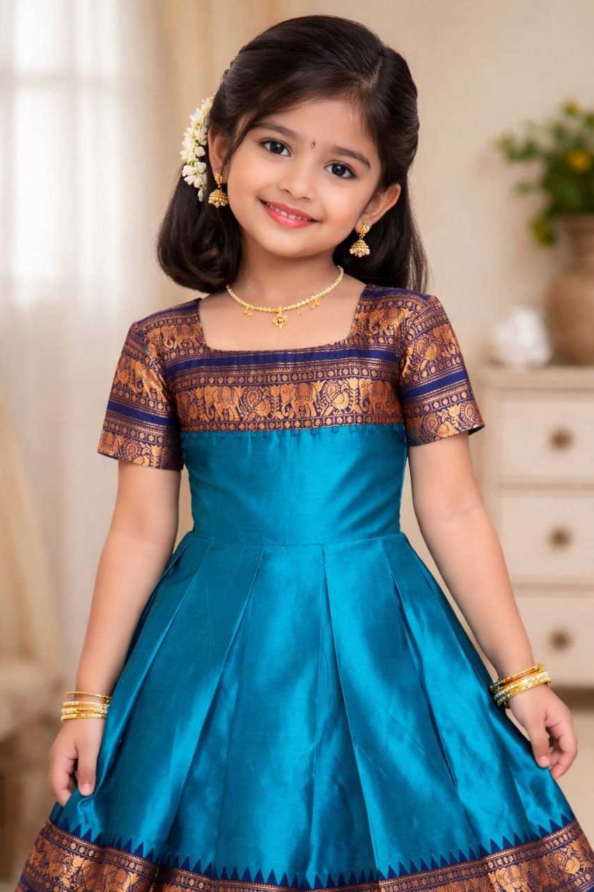 YNF Wholesale Lichi Silk Kids Gown KESH642 065 | Surat Manufacturer
