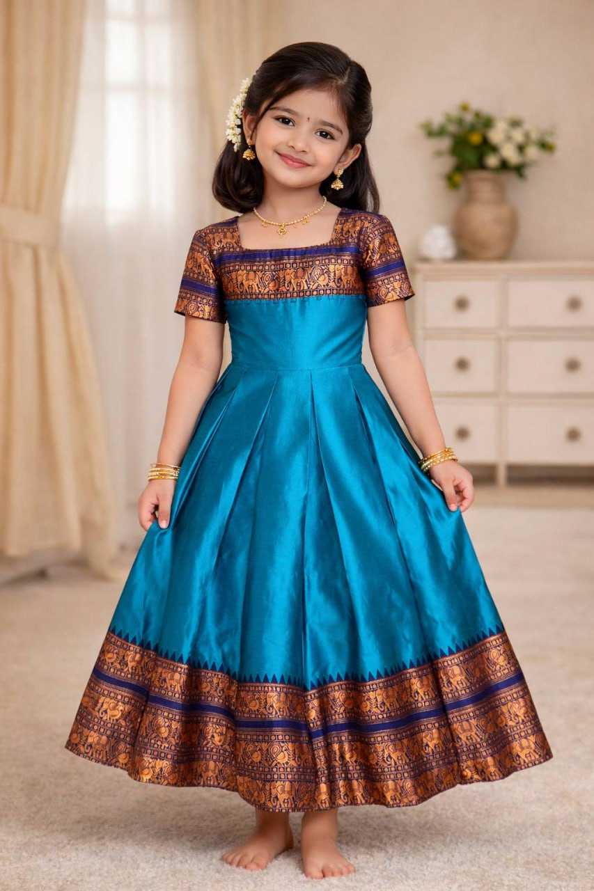 YNF Wholesale Lichi Silk Kids Gown KESH642 065 | Surat Manufacturer