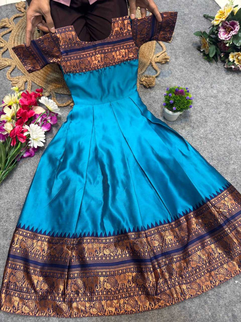 YNF Wholesale Lichi Silk Kids Gown KESH642 065 | Surat Manufacturer