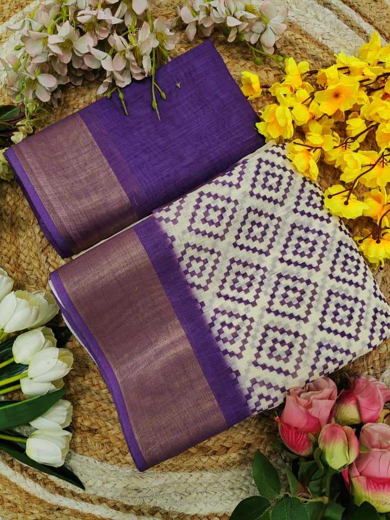 YNF Wholesale Linen Printed Sarees KESH682 Zari | Surat Manufacturer
