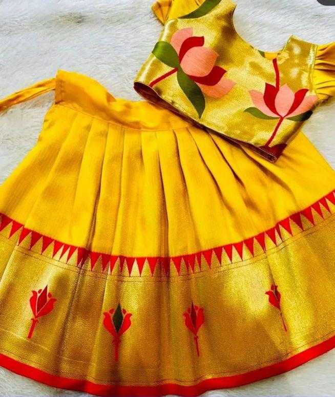 YNF Wholesale Paithani Silk Kids Designer Frock RIN235 stitched Paithani | Surat Manufacturer