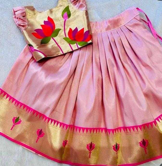 YNF Wholesale Paithani Silk Kids Designer Frock RIN235 stitched Paithani | Surat Manufacturer