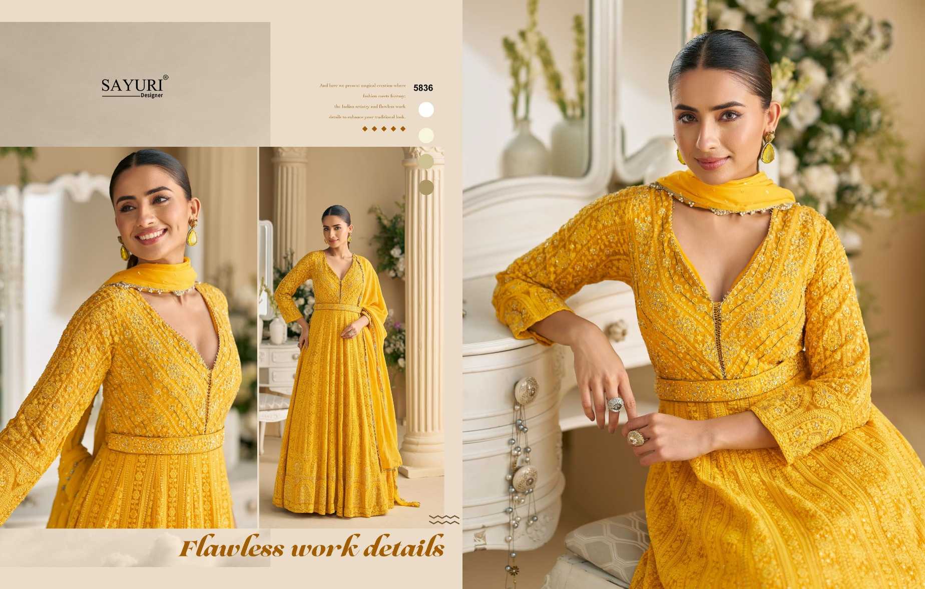 YNF Wholesale Premium Georgette Embroidered Kurtis KESH481 SAYURI DAWAT 5834 | Surat Manufacturer