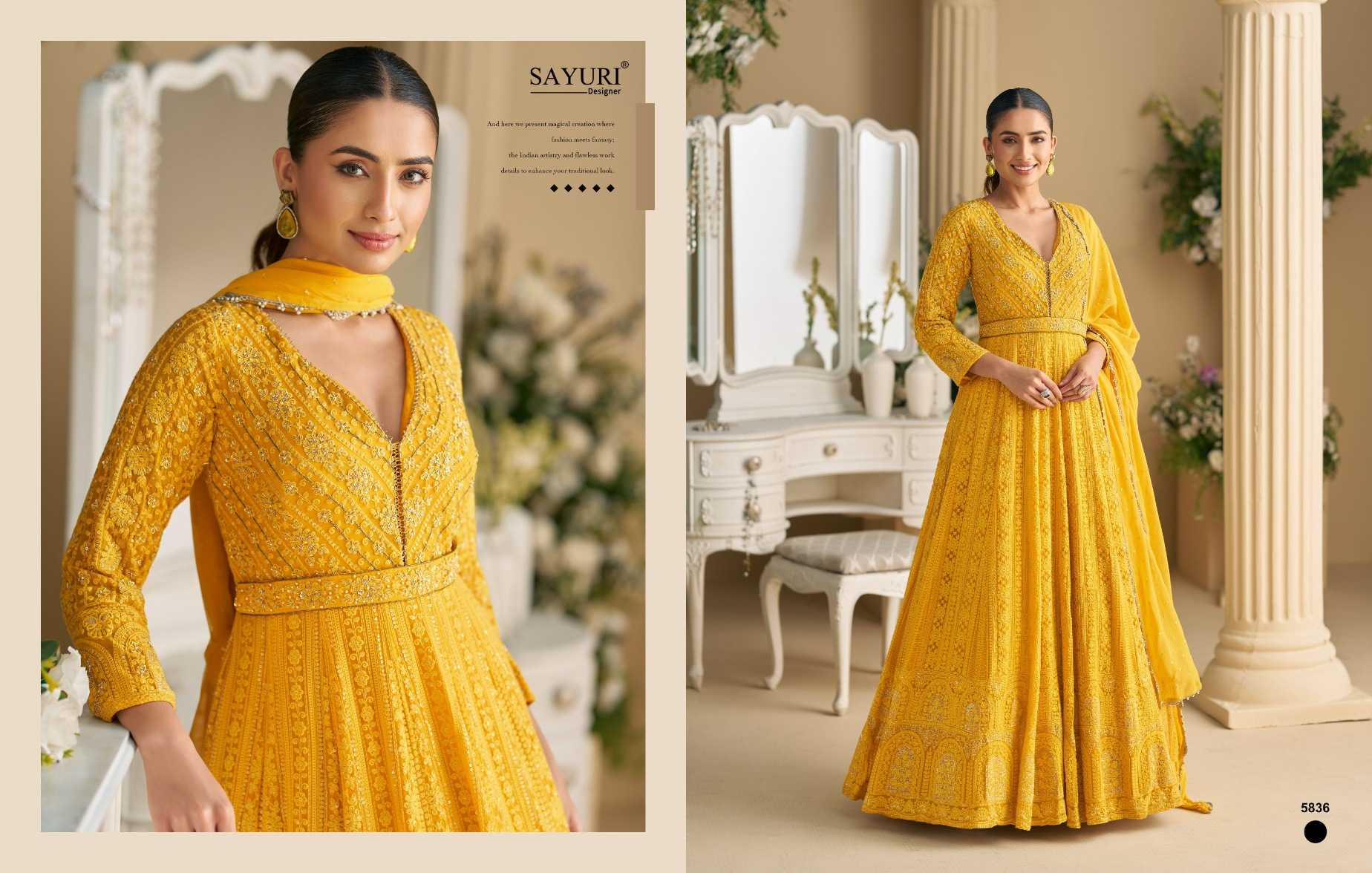 YNF Wholesale Premium Georgette Embroidered Kurtis KESH481 SAYURI DAWAT 5834 | Surat Manufacturer