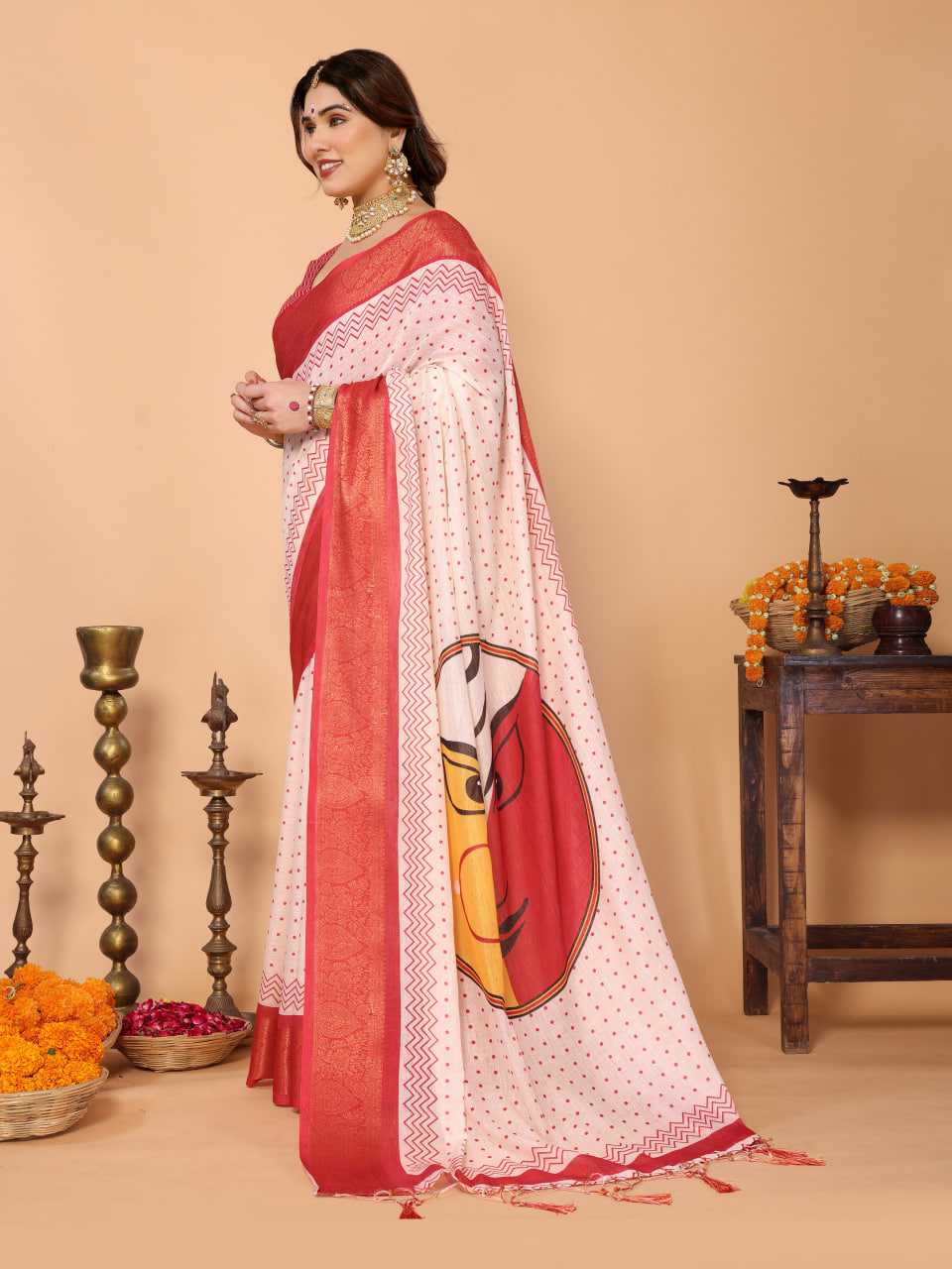 YNF Wholesale Pure Linen Red Sarees KESH719 115 | Surat Manufacturer
