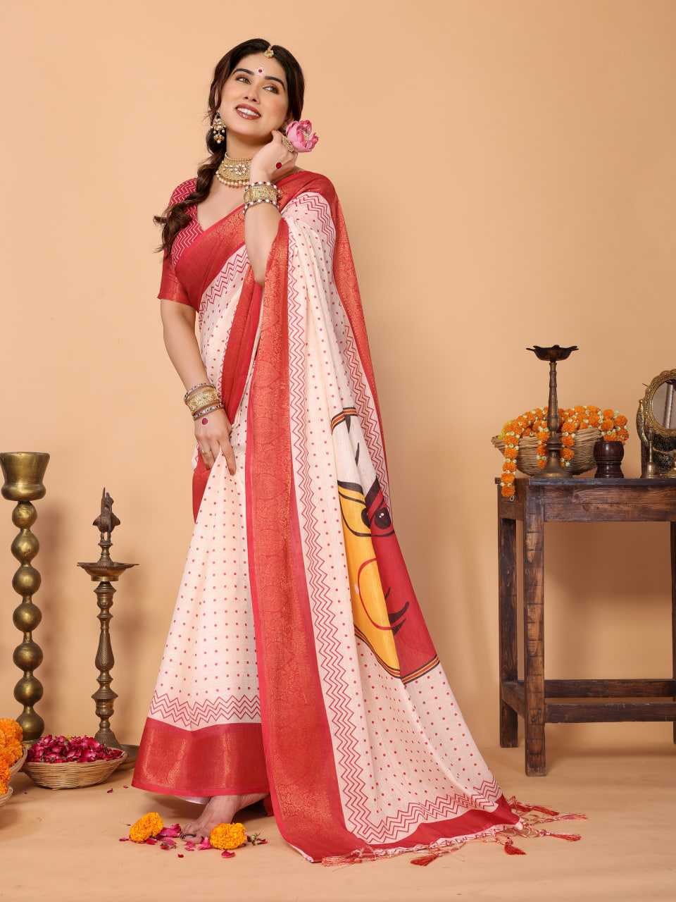 YNF Wholesale Pure Linen Red Sarees KESH719 115 | Surat Manufacturer