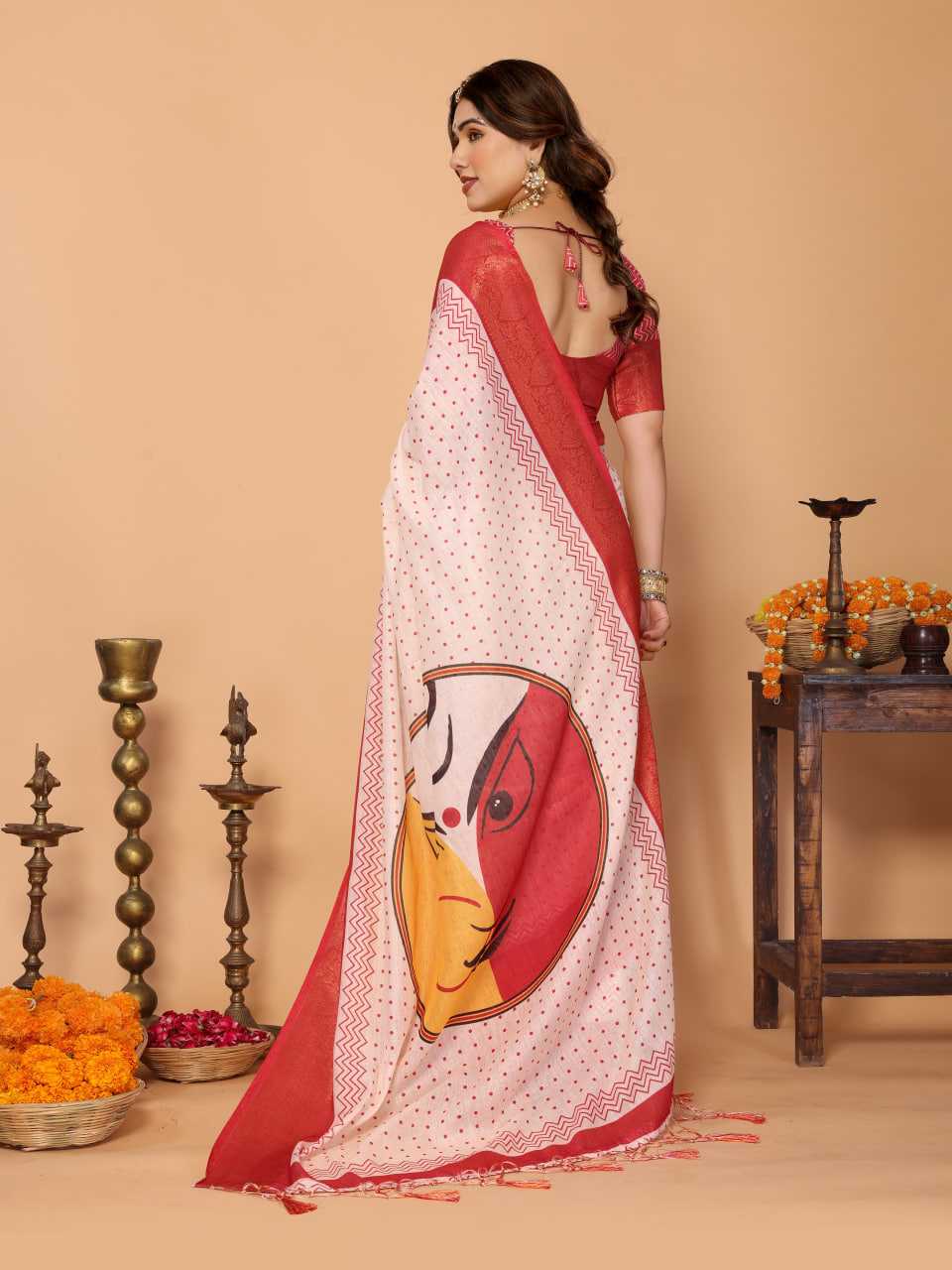 YNF Wholesale Pure Linen Red Sarees KESH719 115 | Surat Manufacturer