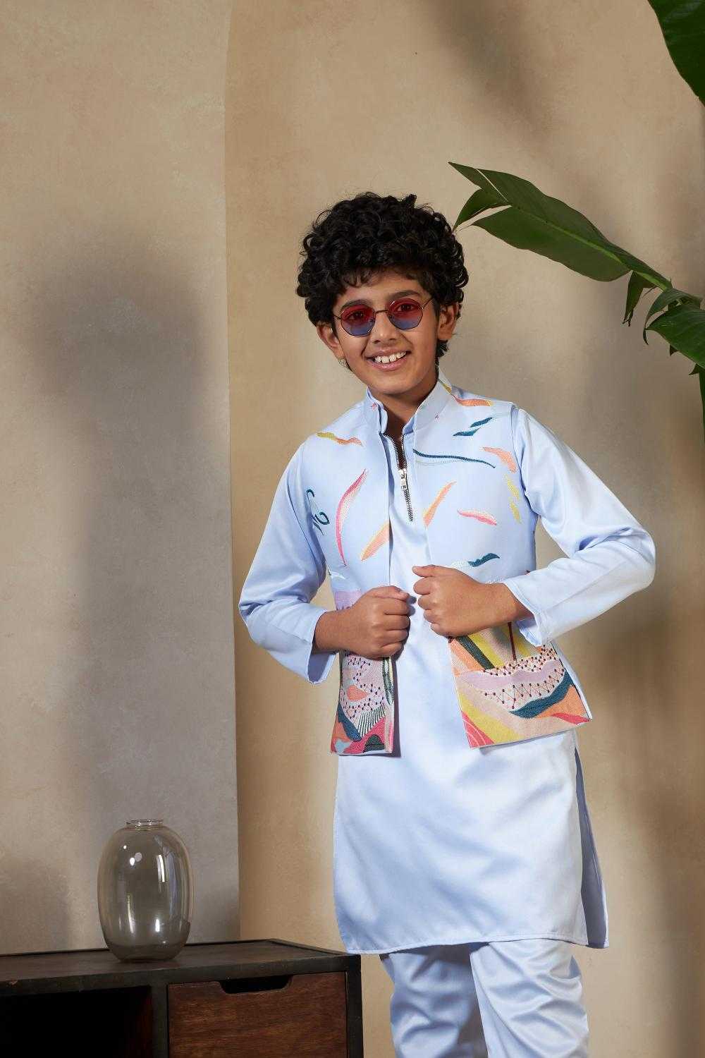 YNF Wholesale Satin Boys Kurta Pyjama RIN202 91071 ETHNIC CARNIVAL | Surat Manufacturer