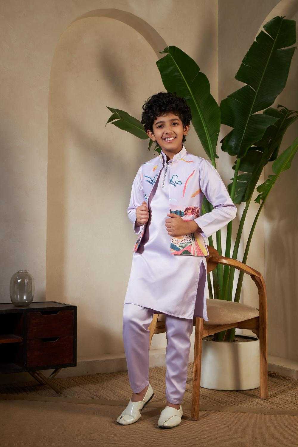 YNF Wholesale Satin Boys Kurta Pyjama RIN202 91071 ETHNIC CARNIVAL | Surat Manufacturer