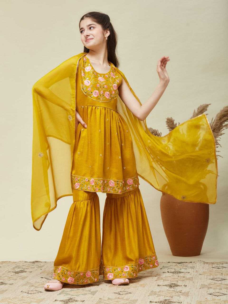 YNF Wholesale Silk Kids Sharara KESH461 216 | Surat Manufacturer