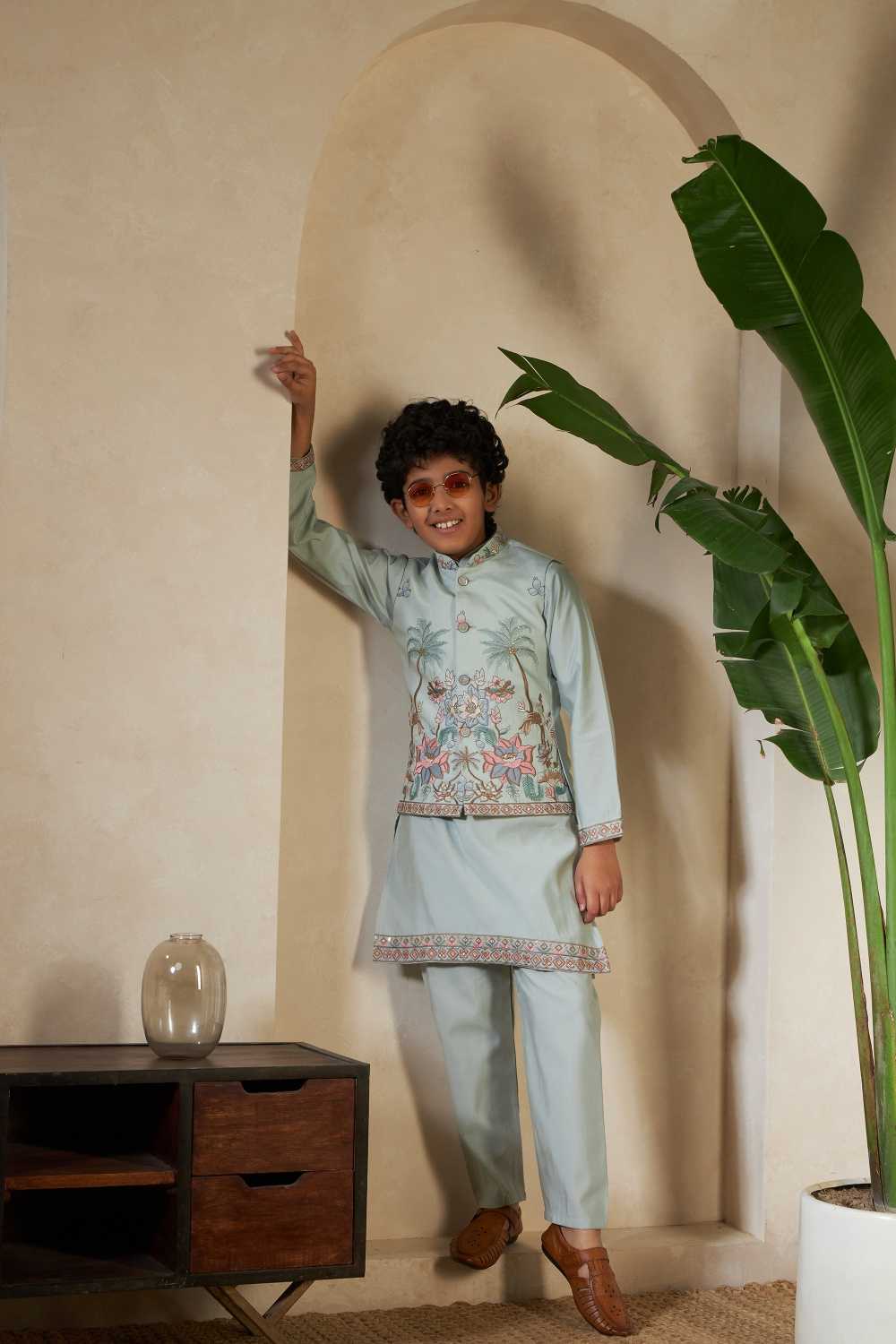 YNF Wholesale Silk Boys Kurta Pyjama RIN202 91051 LITTLE VIRAASAT | Surat Manufacturer