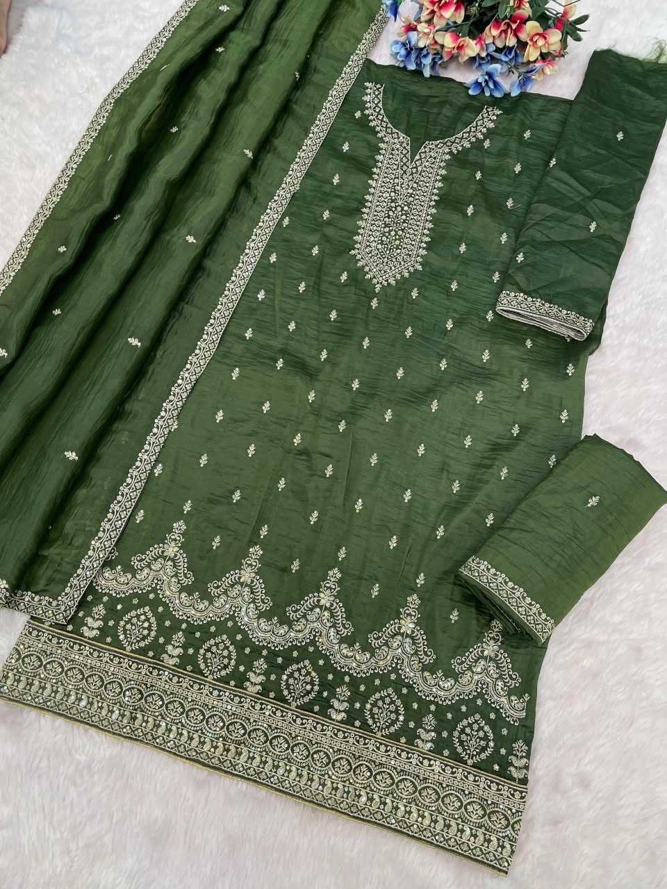 YNF Wholesale Soft Gold Crush Embroidery Suits KESH704 OS 2103 | Surat Manufacturer