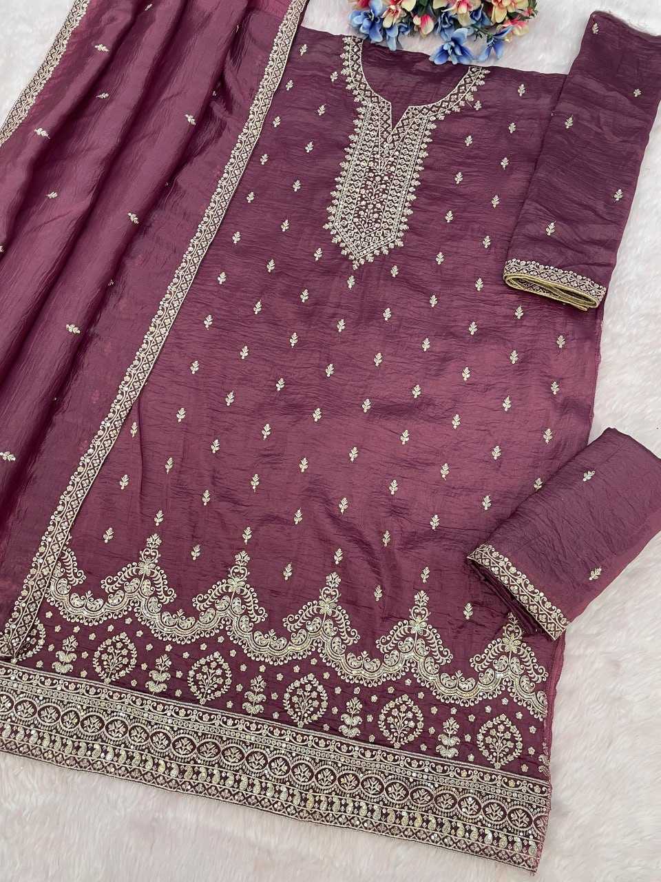 YNF Wholesale Soft Gold Crush Embroidery Suits KESH704 OS 2103 | Surat Manufacturer