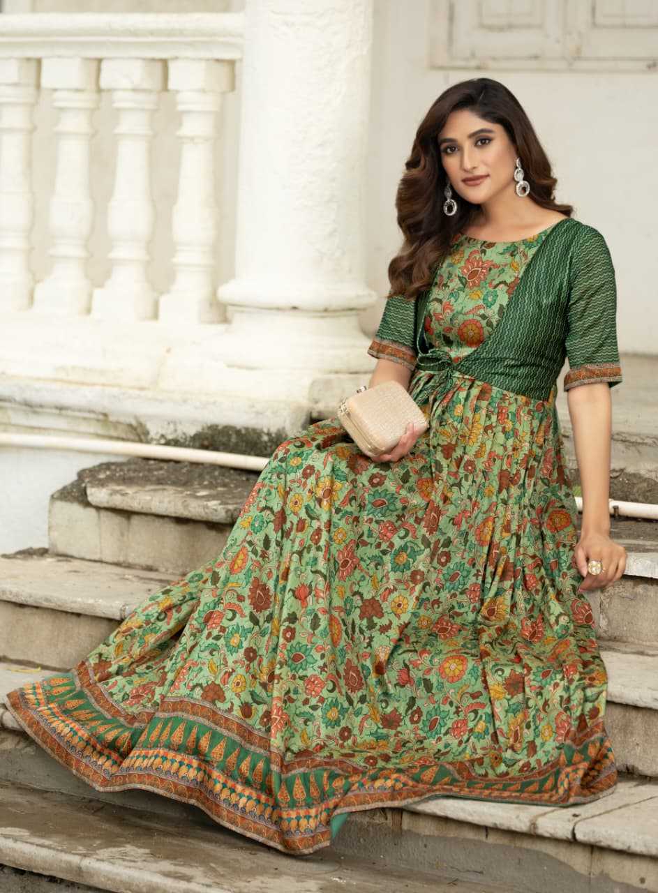 YNF Wholesale Tissue Silk Printed Gowns KESH249 silk blend | Surat Manufacturer