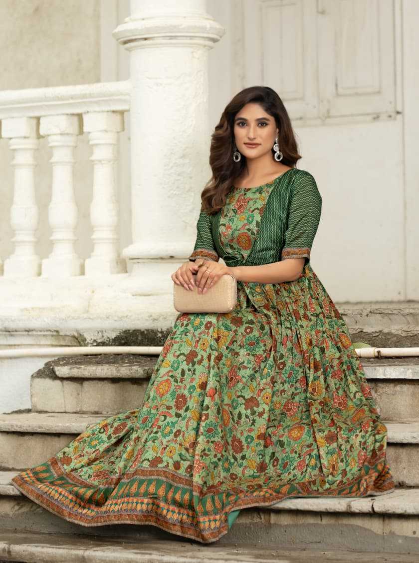 YNF Wholesale Tissue Silk Printed Gowns KESH249 silk blend | Surat Manufacturer